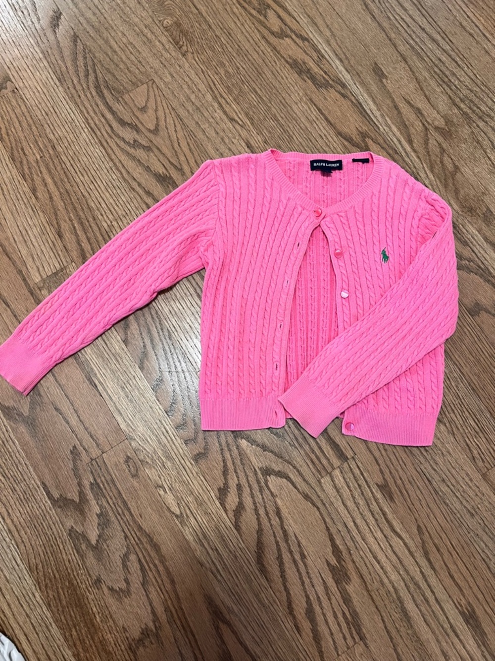 Ralph Lauren Hot Pink Cable-Knit Cardigan